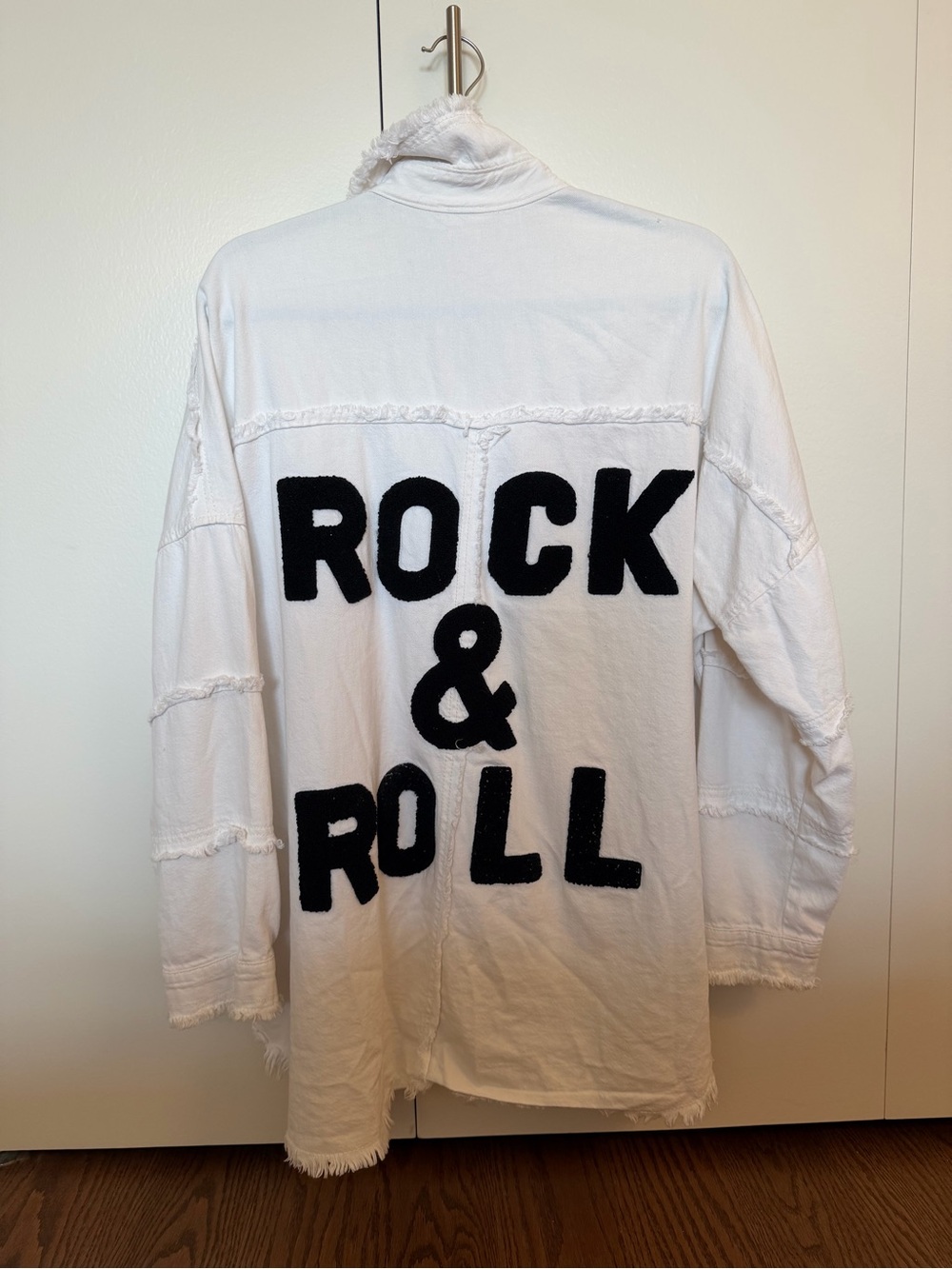 Elan White Jacket with Black "Rock & Roll" Lettering
